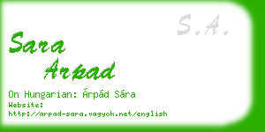 sara arpad business card